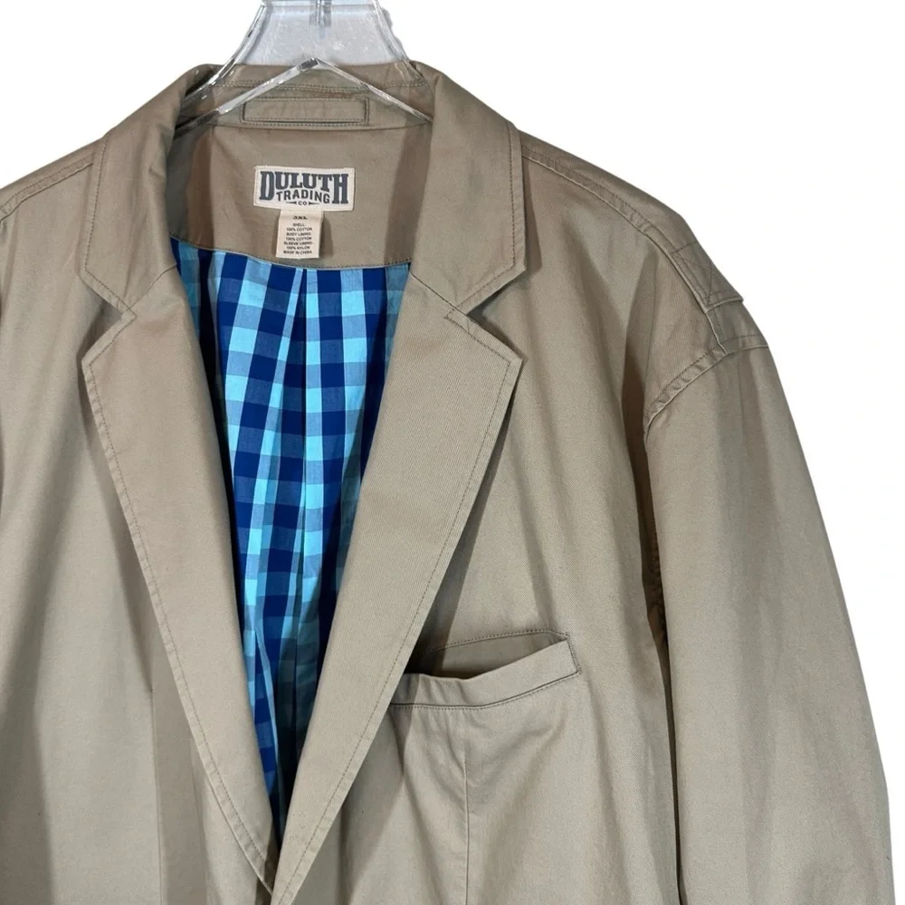 DULUTH Men's 3 XL 2 Button Sports Blazer Jacket Kahki Cotton
